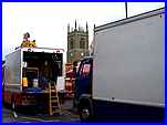 Lorries unloading on the Market Place